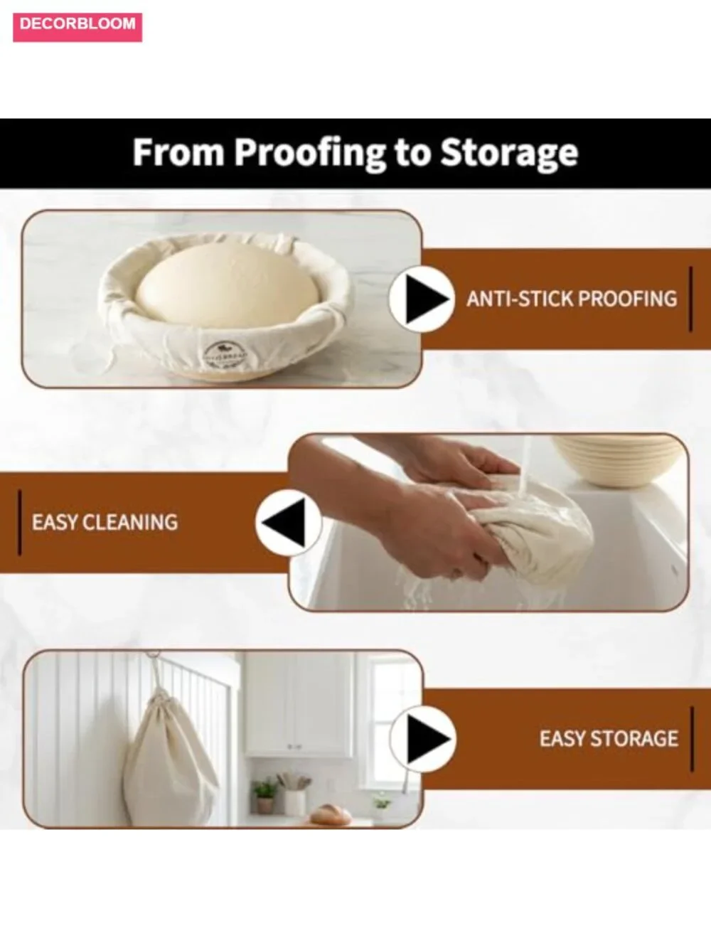 6-Pack Cotton Banneton Liners 9-Inch Round Bread Proofing Basket Covers Elastic